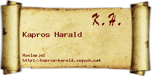 Kapros Harald névjegykártya